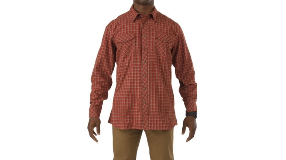 5.11 Tactical Flannel Long Sleeve Shirt, Ox Blood - 72404469M