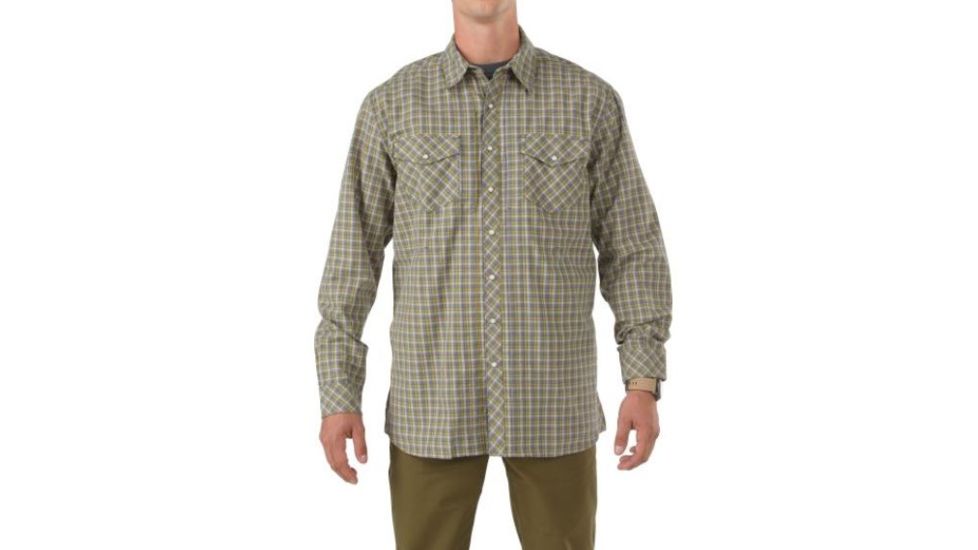 5.11 Tactical Flannel Long Sleeve Shirt, Steam - 72404093XL