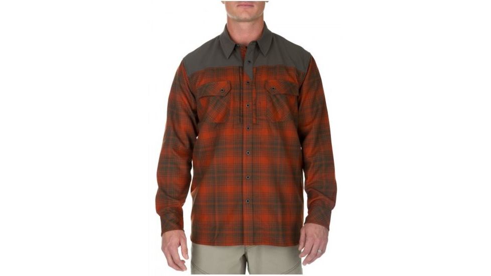 5.11 Tactical Mens Sidewinder Flannel Button Down Shirt, Fireball, 2XL 72446-521-2XL