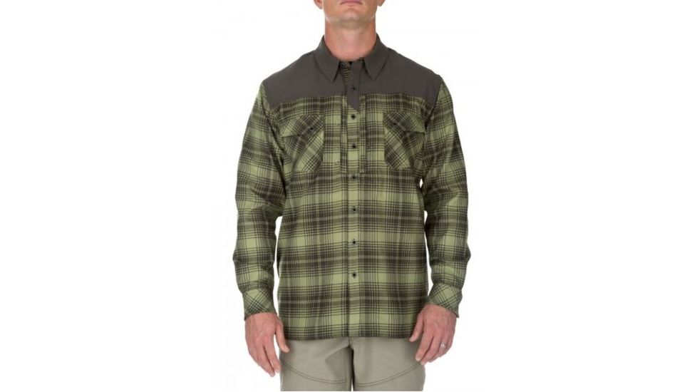 5.11 Tactical Mens Sidewinder Flannel Button Down Shirt, Mosstone, L 72446-861-L