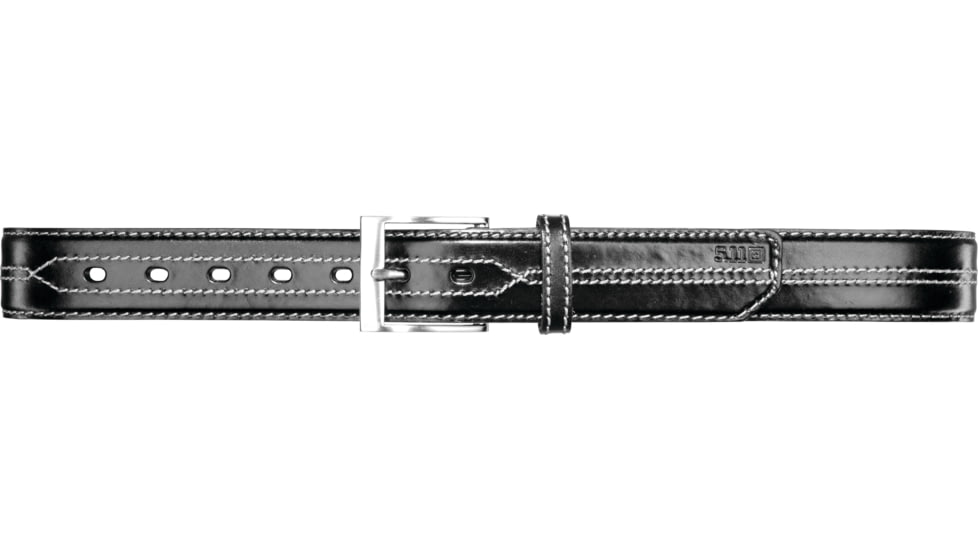 5.11 Tactical Stitch Leather 1 1/2in Belt - Black w/ Contrast Stitch - S 59502-919-S