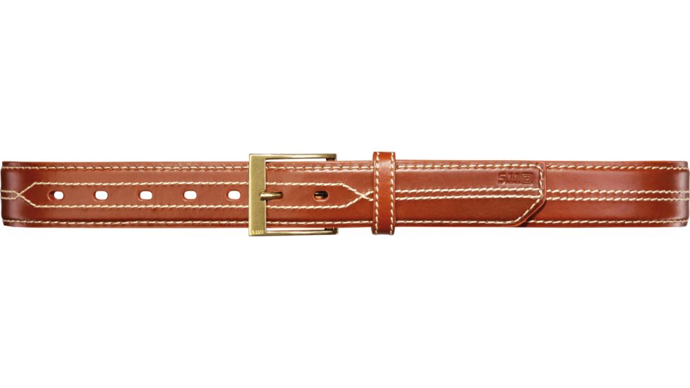 5.11 Tactical Stitch Leather 1 1/2in Belt - Tan Buckskin w/ Contrast Stitch - S 59502-970-S