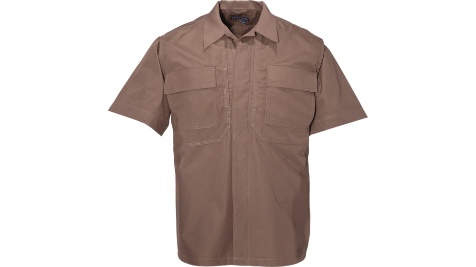5.11 Tactical TDU Short Sleeve Shirt - Poly/Cotton Ripstop - Brown - L 71001-108-L