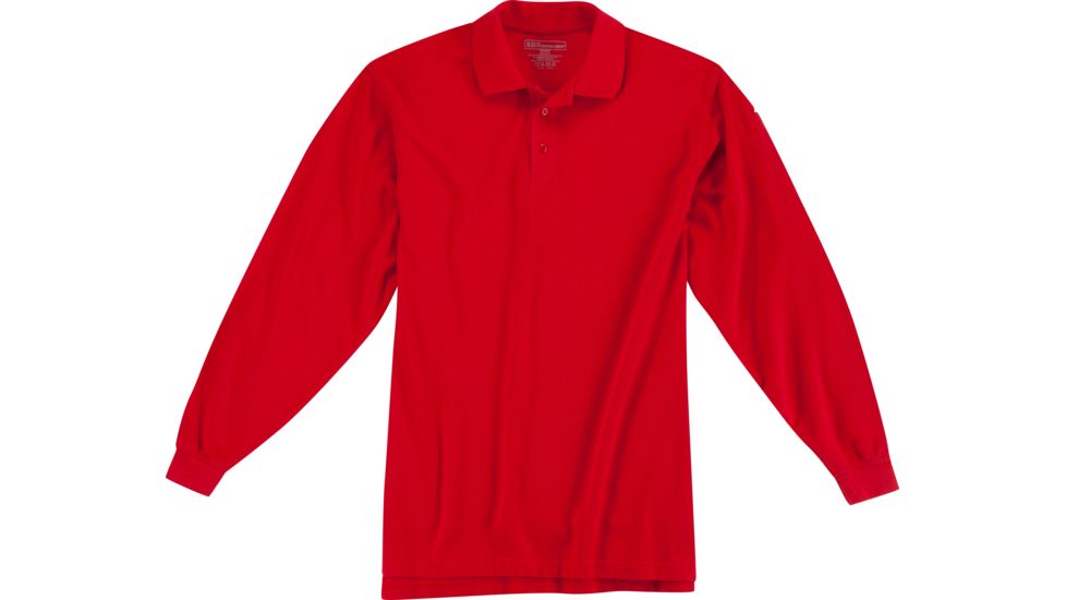 5.11 Tactical Utility L/S Polo - Mens, Range Red, S, 72057-477-S