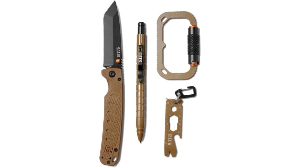 5.11 Tactical Trailblazer Gift Set, 3.5in, Tanto, Stainless Steel Blade, FRN, Tan, 5830051-999-1 SZ