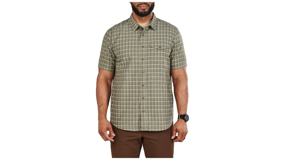 5.11 Tactical Aiden Short Sleeve Plaid Shirt - Men's, Tank Green Plaid, 2XL, 71206-607-2XL