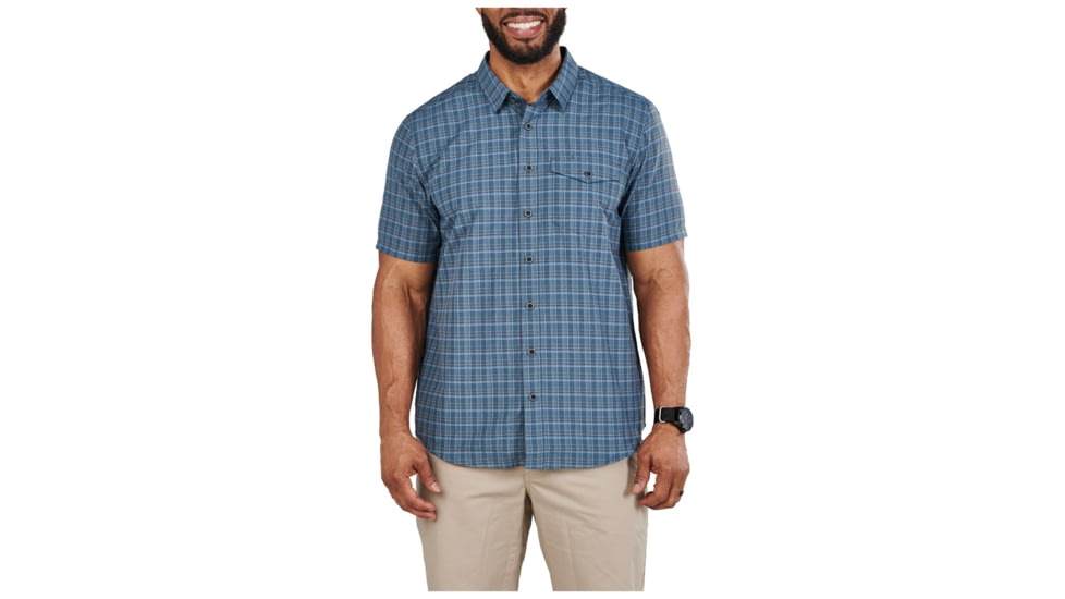 5.11 Tactical Aiden Short Sleeve Plaid Shirt - Men's, Turbulence Plaid, L, 71206-579-L