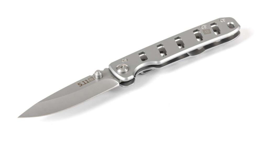 5.11 Tactical Base 3DP Folding Knife, 2.75in, Drop Point, 8CR13MOV Blade, Tumbld Steel, 1 SZ, 51156-988-1 SZ