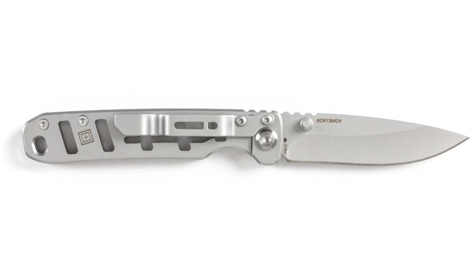 5.11 Tactical Base 3DP Folding Knife, 2.75in, Drop Point, 8CR13MOV Blade, Tumbld Steel, 1 SZ, 51156-988-1 SZ