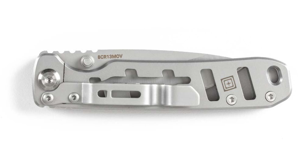 5.11 Tactical Base 3DP Folding Knife, 2.75in, Drop Point, 8CR13MOV Blade, Tumbld Steel, 1 SZ, 51156-988-1 SZ