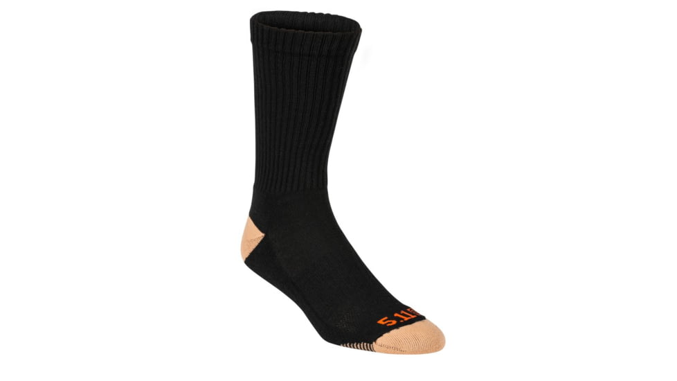 5.11 Tactical Cupron Year Round Crew Sock - Mens, Black, Large/Extra Large, 10042-019-L/XL