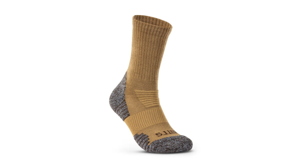 5.11 Tactical 2-Pack Duty Ready Ultra Crew Socks - Men's, US Dark Coyote, Large, 10046-389-L