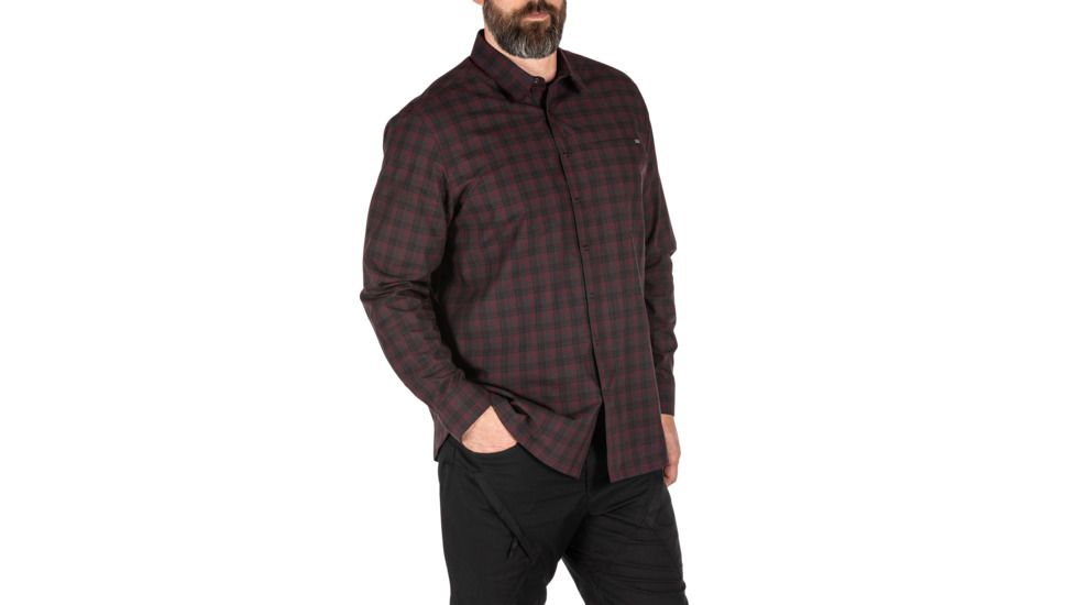 5.11 Tactical Echo Long Sleeve Shirt, Fig Plaid, 2XL, 72494-572-2XL
