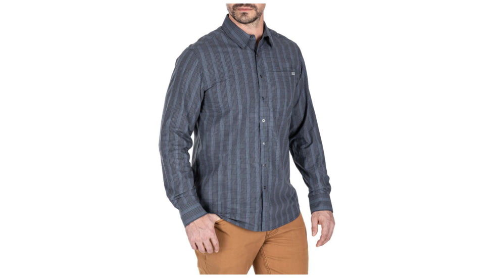 5.11 Tactical Echo Long Sleeve Shirt - Mens, Grey Blue Plaid, 2XL, 72494-577-2XL