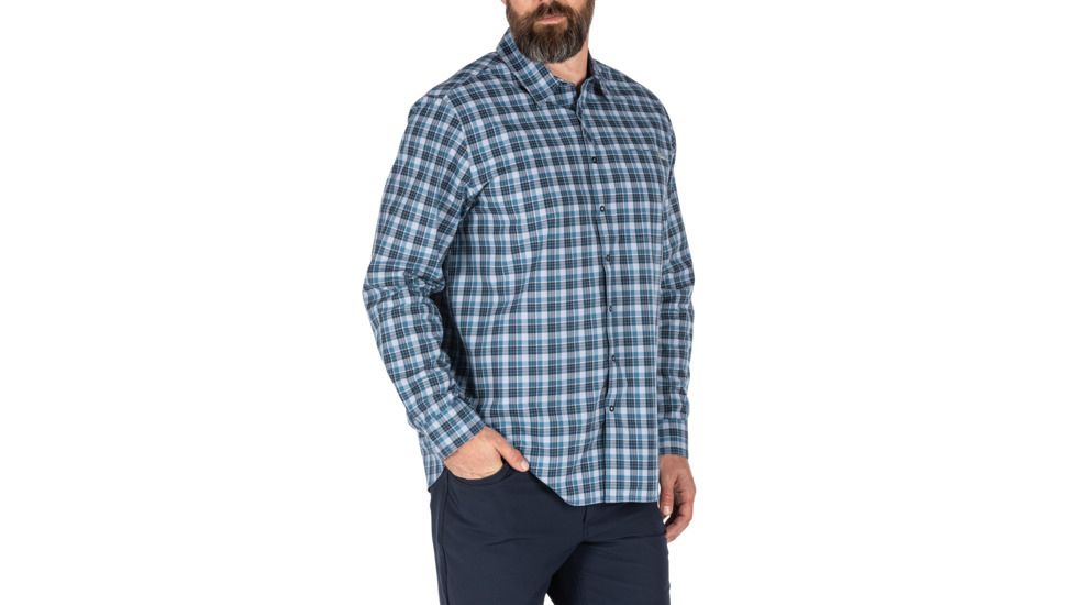 5.11 Tactical Echo Long Sleeve Shirt, Icelandic Plaid, 2XL, 72494-629-2XL