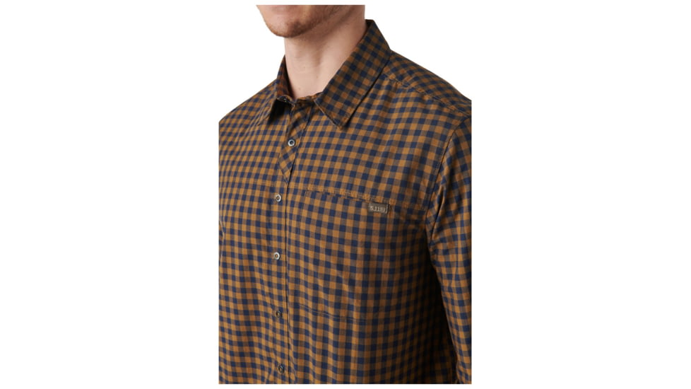 5.11 Tactical Echo Long Sleeve Shirt - Mens, Btl Brown Chk, Extra Large, 72494-619-XL