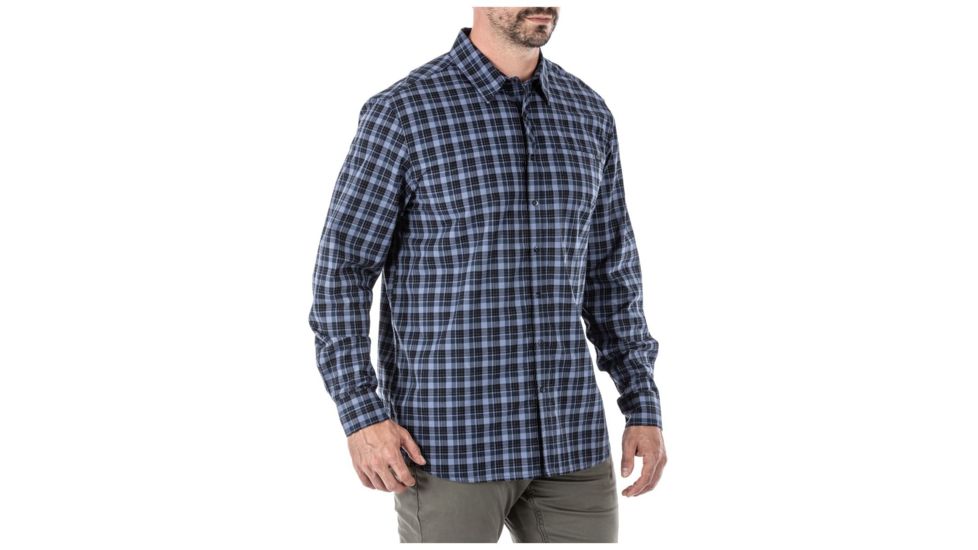 5.11 Tactical Echo Long Sleeve Shirt, Peacoat Plaid, Medium, 72494-810-M