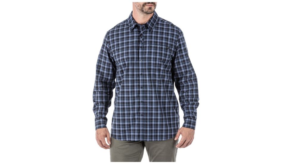 5.11 Tactical Echo Long Sleeve Shirt, Peacoat Plaid, Medium, 72494-810-M