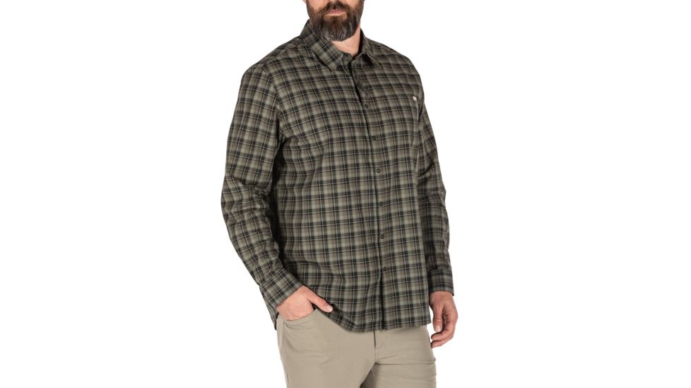 5.11 Tactical Echo Long Sleeve Shirt, Ranger Green Plaid, Small, 72494-811-S