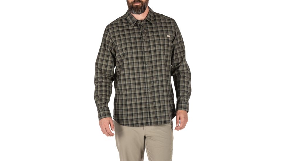 5.11 Tactical Echo Long Sleeve Shirt, Ranger Green Plaid, Small, 72494-811-S
