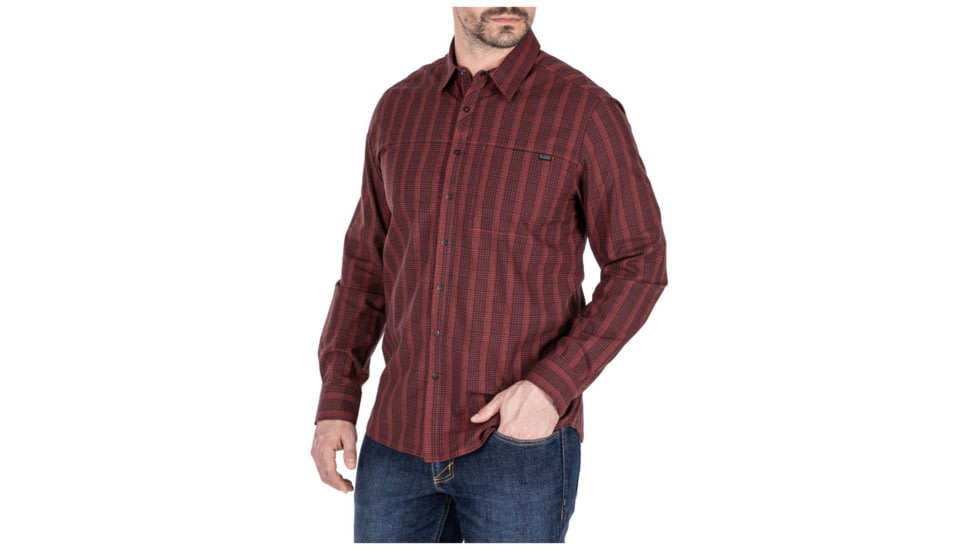 5.11 Tactical Echo Long Sleeve Shirt - Mens, Red Jasper Plaid, 2XL, 72494-576-2XL