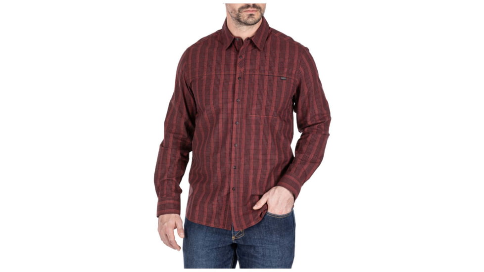 5.11 Tactical Echo Long Sleeve Shirt - Mens, Red Jasper Plaid, 2XL, 72494-576-2XL