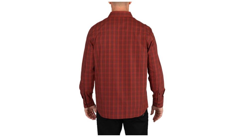 5.11 Tactical Echo Long Sleeve Shirt, Rosewood Plaid - 72494-452-2XL