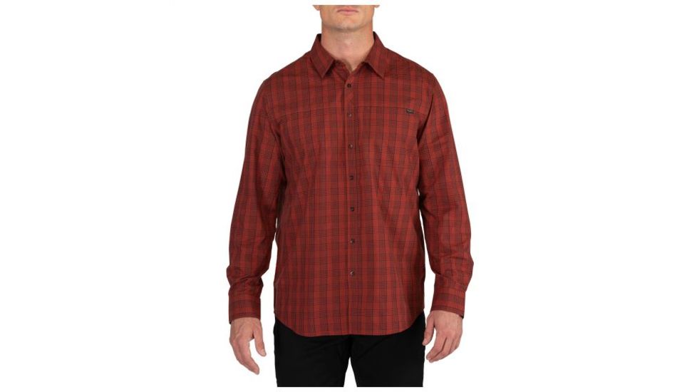 5.11 Tactical Echo Long Sleeve Shirt, Rosewood Plaid - 72494-452-2XL