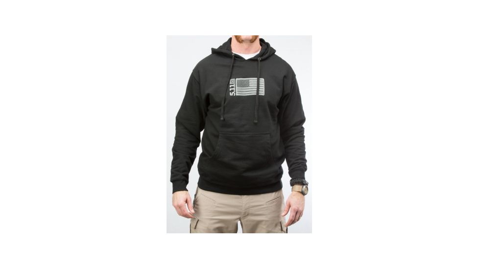 5.11 Tactical Embroidered Flag Hoodie, Black - 42182AF019L