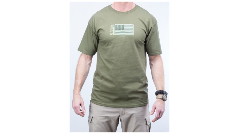 5.11 Tactical Embroidered Flag T-shirt, Od Green - 41006CR182XL