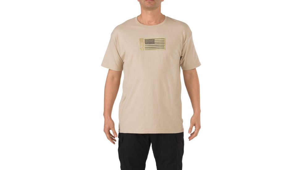 5.11 Tactical Embroidered Flag T-shirt, Tan - 41006CR170XL