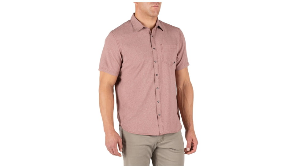 5.11 Tactical Evolution Short Sleeve Shirt - Mens, Mahogany Heather, Extra Small, 71387-446-XS