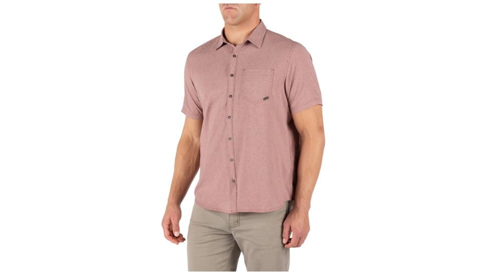 5.11 Tactical Evolution Short Sleeve Shirt - Mens, Mahogany Heather, Extra Small, 71387-446-XS