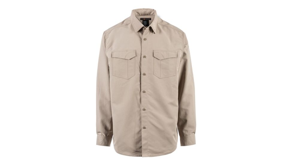 5.11 Tactical Fast-Tac L/S Shirt - Mens, Khaki, S, 72479-055-S