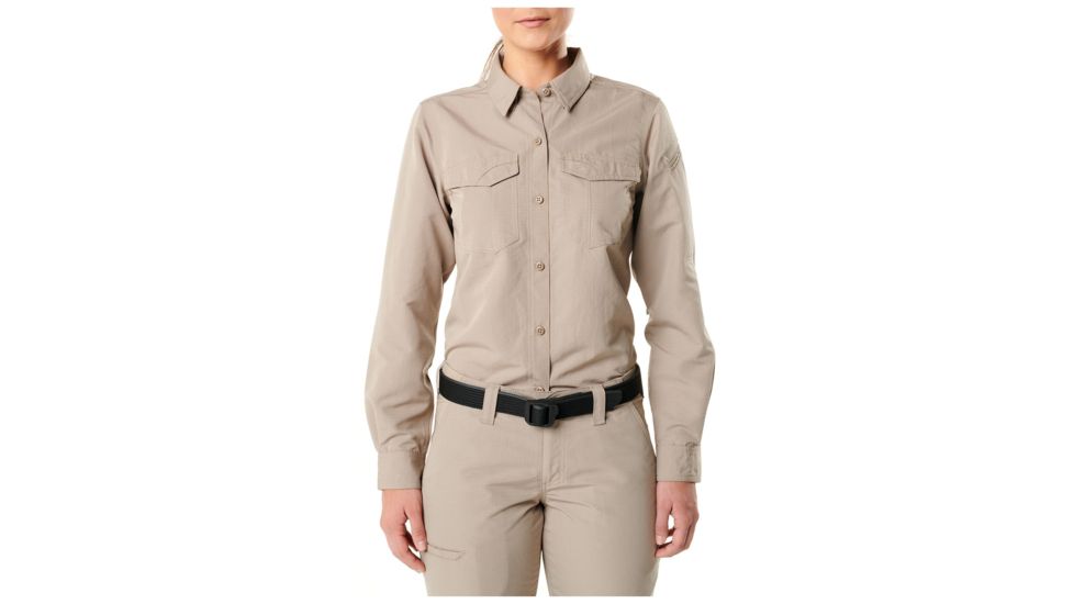 5.11 Tactical Fast-Tac Long Sleeve Shirt - Women's, Khaki, XS, 62388-055-XS