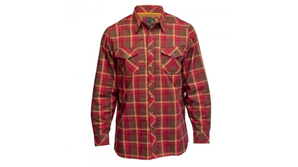 5.11 Tactical Flannel Long Sleeve Shirt - Burgundy - XL 72404-558-XL