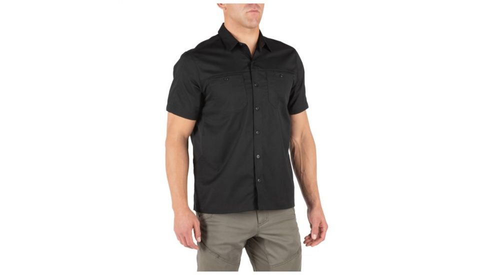 5.11 Tactical Flex-Tac Twill Short Sleeve Shirt - Mens, Black, 2XL 71390-019-2XL