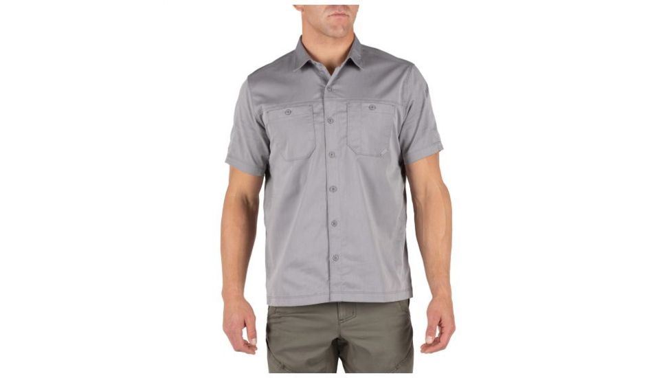 5.11 Tactical Flex-Tac Twill Short Sleeve Shirt - Mens, Lunar, Extra Small 71390-082-XS