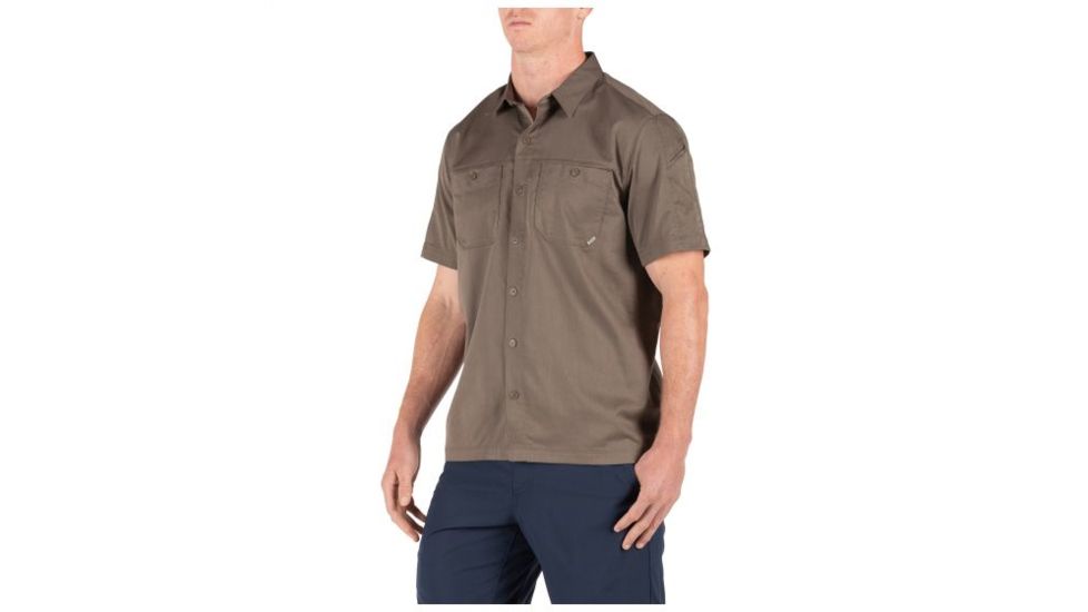 5.11 Tactical Flex-Tac Twill Short Sleeve Shirt - Mens, Major Brown, Small 71390-367-S