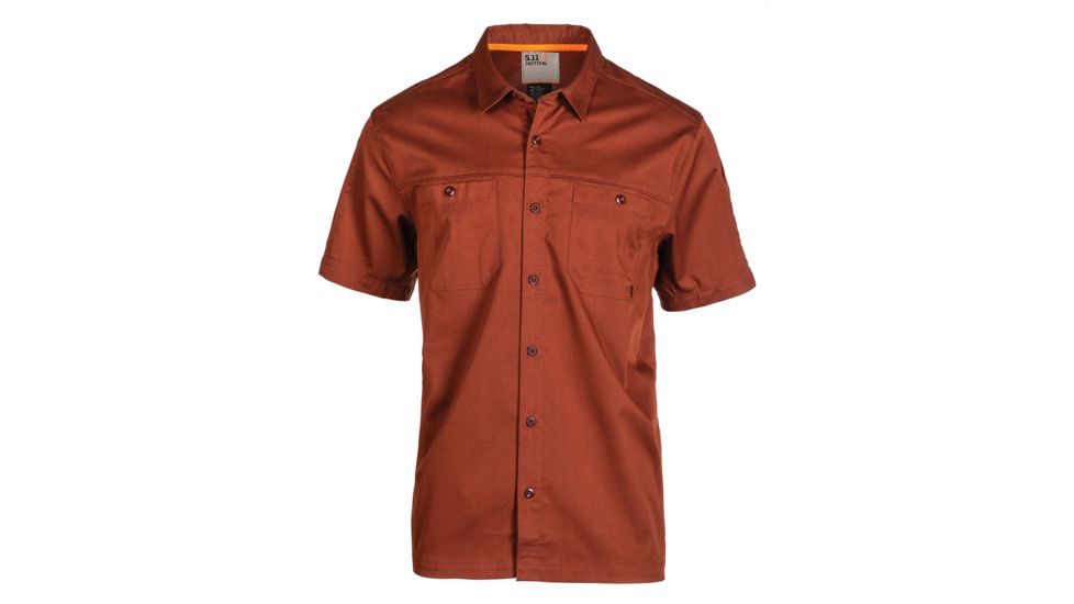 5.11 Tactical Flex-Tac Twill Short Sleeve Shirt - Mens, Mahogany, Small, 71390-447-S