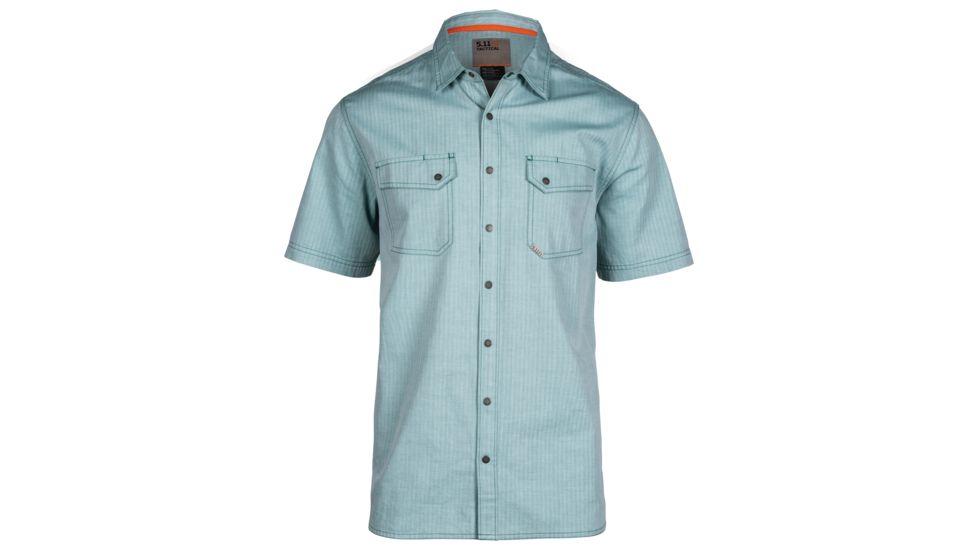 5.11 Tactical Herringbone Short Sleeve Shirt - Men's, Pond Herringbone, Medium, Short, 71375-797-M