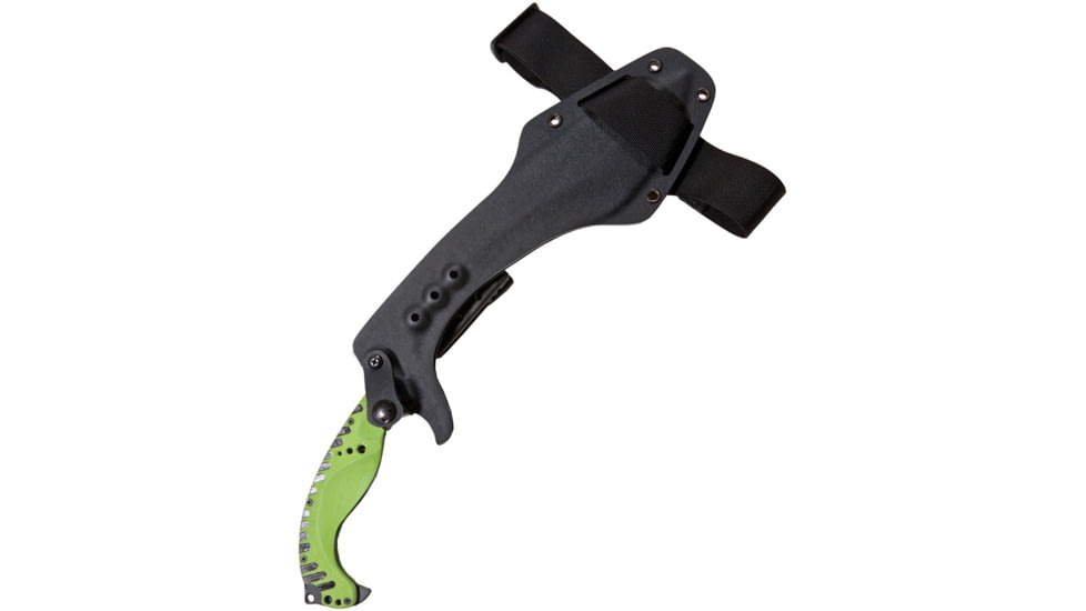 5.11 Tactical Kold Kukri Machete, 17in Overall, 10.88in Black Stonewash Aus-8 SS Sawback Blade, Green Synthetic Handle, Sheath, Black, 53033-999