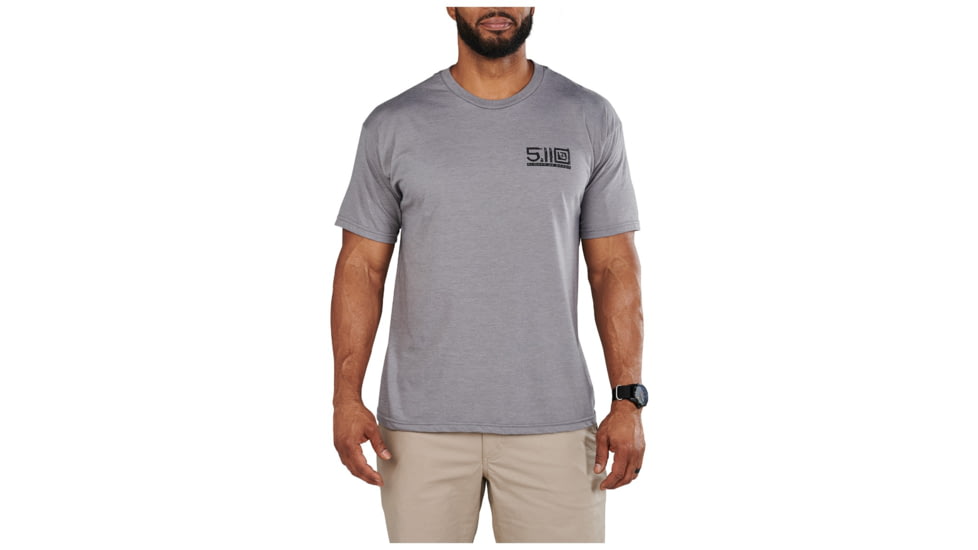 5.11 Tactical Locked And Logoed Short Sleeve Tee - Men's, Grey Heather, Small, 41191YM-097-S