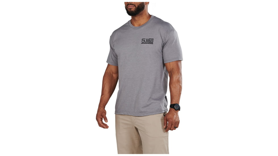 5.11 Tactical Locked And Logoed Short Sleeve Tee - Men's, Grey Heather, Small, 41191YM-097-S