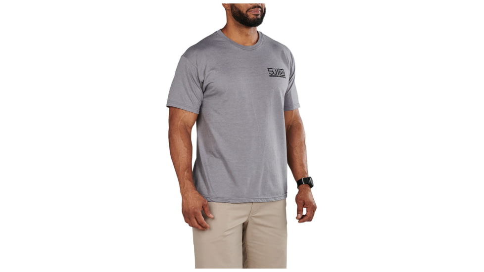 5.11 Tactical Locked And Logoed Short Sleeve Tee - Men's, Grey Heather, Small, 41191YM-097-S