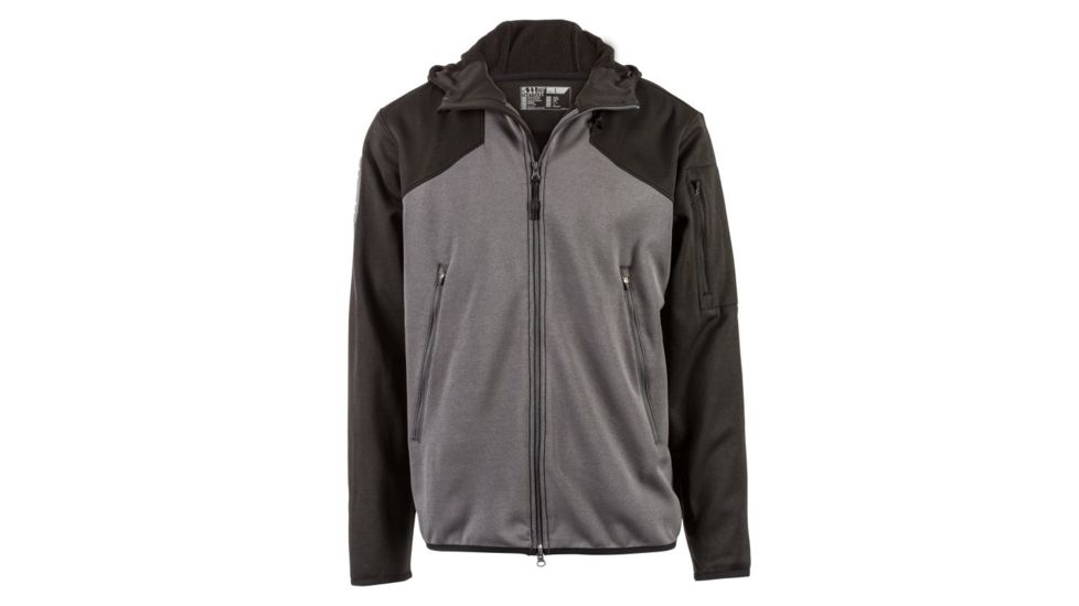 5.11 Tactical Mens Reactor Full Zip Hoodie 2.0, Flint, S, 72439-258-S
