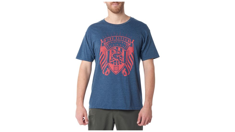 5.11 Tactical Patriot Shield Short Sleeve Tee - Mens, Navy Heather, Large, 41191IWW-749-L