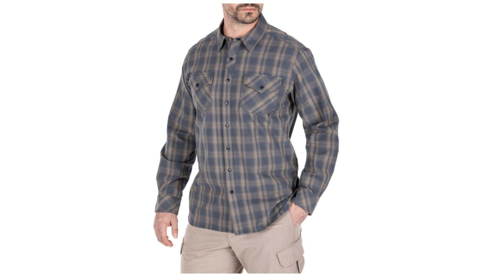 5.11 Tactical Peak Long Sleeve Shirt - Mens, Turbulence Plaid, Extra Large, 72469-579-XL