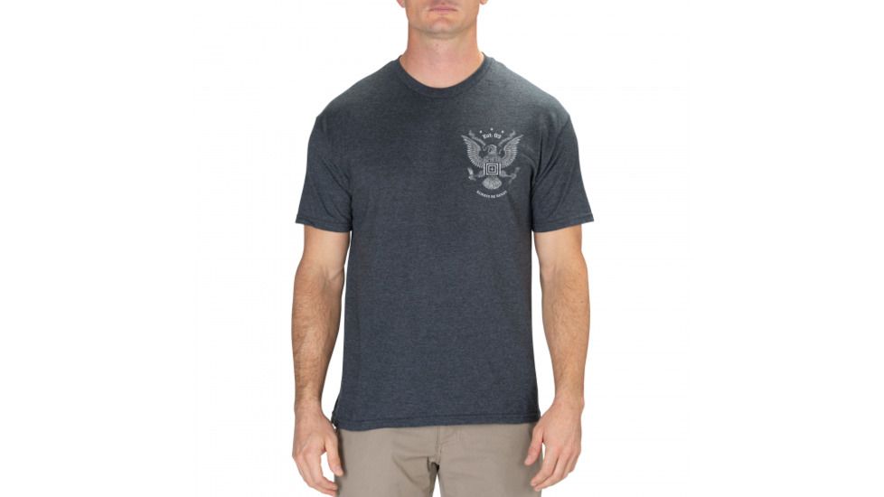 5.11 Tactical Presidential Eagle Short Sleeve Tee - Mens, Charcoal Heather, 2XL, 41191LLW-035-2XL
