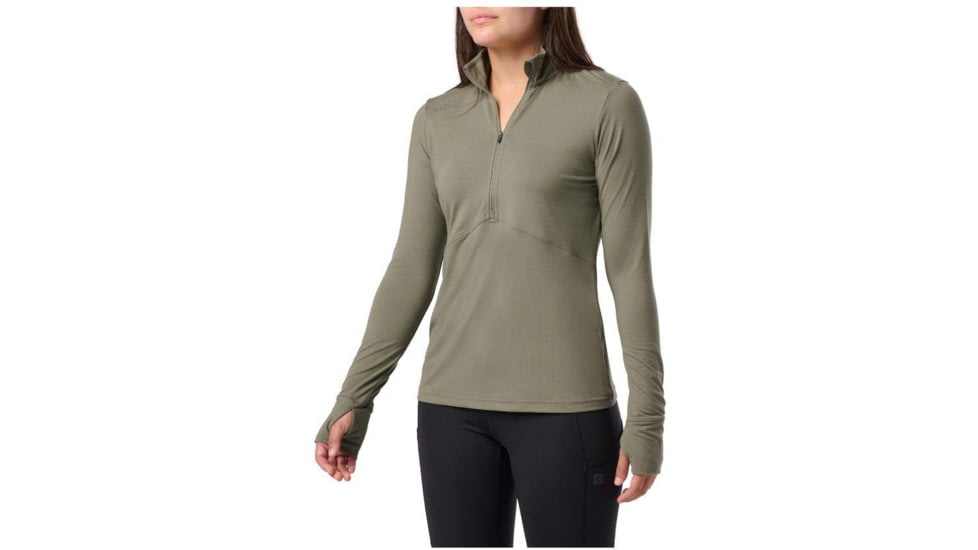 5.11 Tactical PT-R Wm Catalyst 1/2 Zip - Womens, Large, Uniform White, 66021-831-L